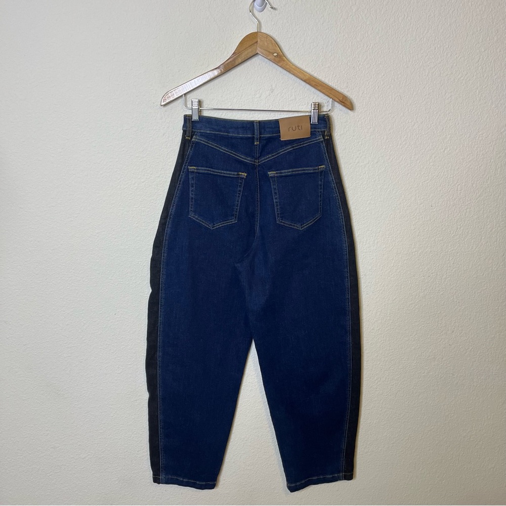 RUTI Women’s Two-Tone Dark Blue Jeans with Black Side Panel - Picture 8 of 12